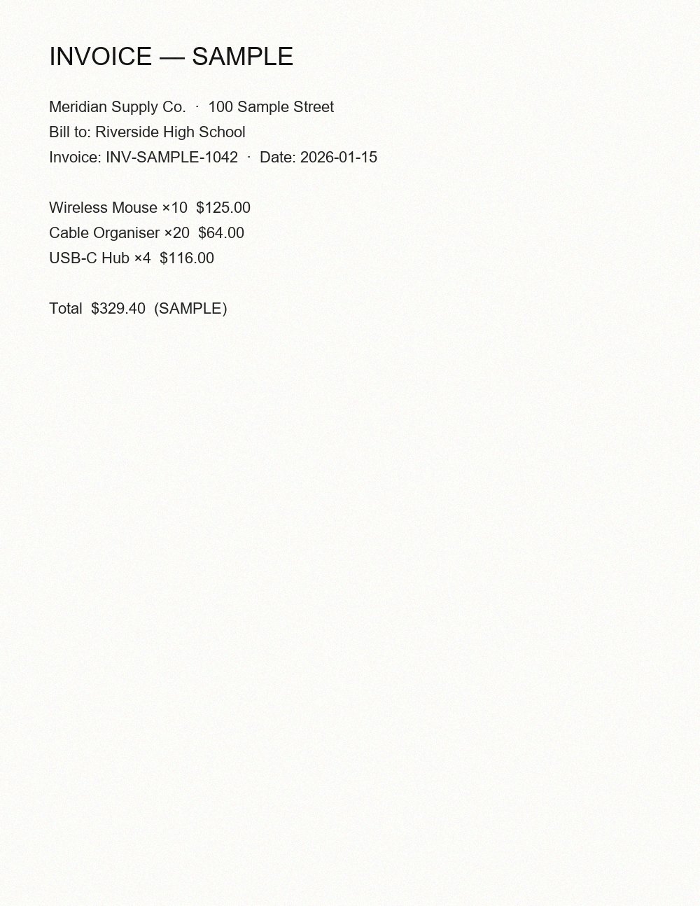 Preview of OCR Domain — Invoice (Scanned JPEG)