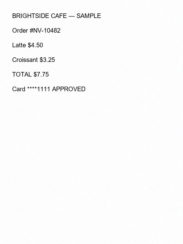 Preview of OCR Domain — POS Receipt (Scanned JPEG)