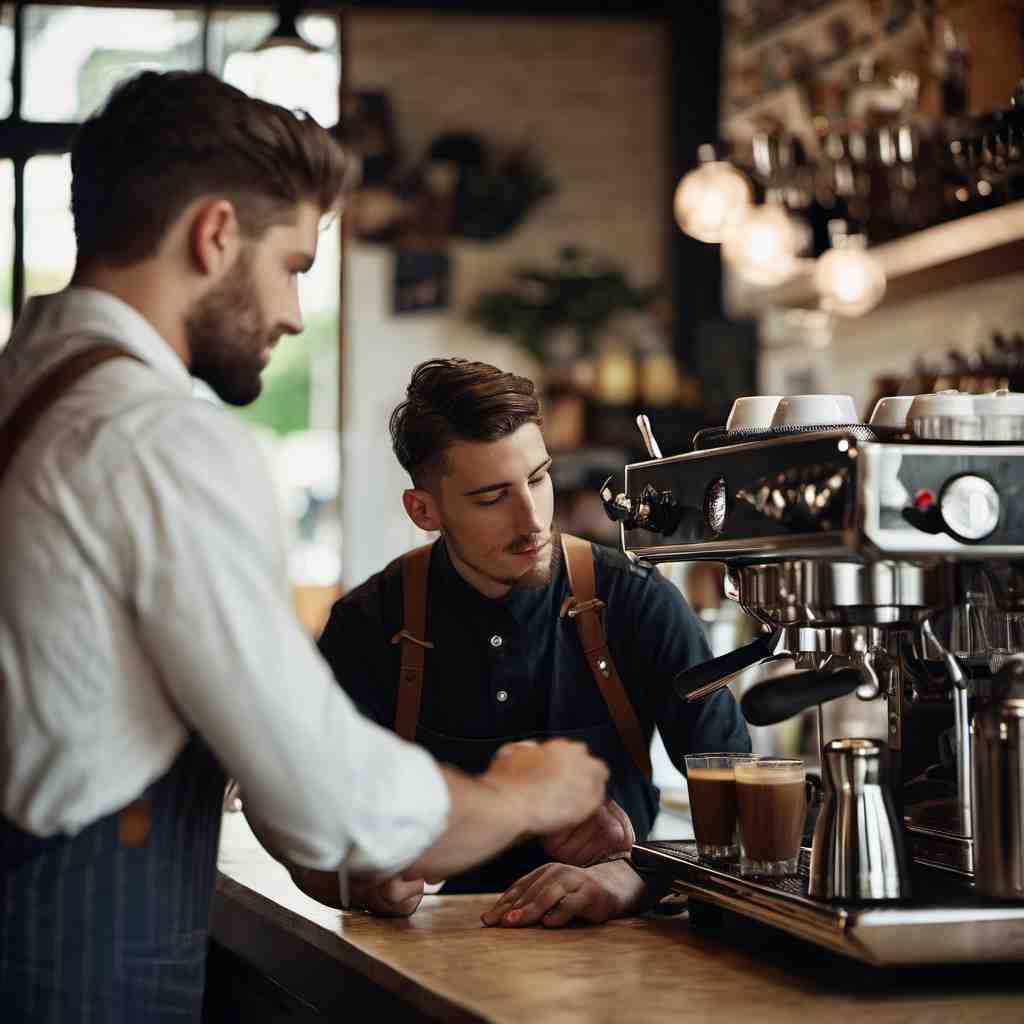 Preview of Young man barista signing to a (JPEG q25)