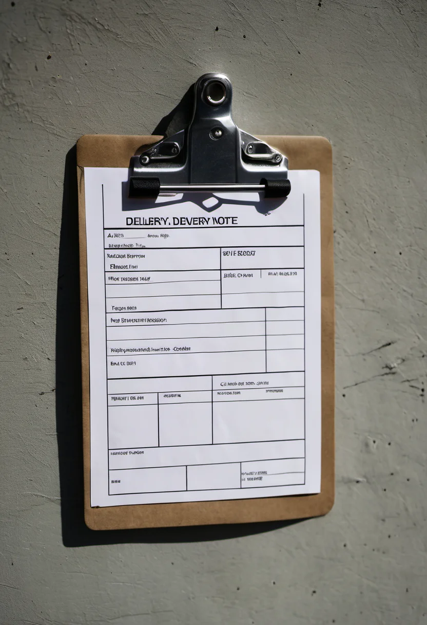 Preview of A delivery note on a clipboard (WebP q85)