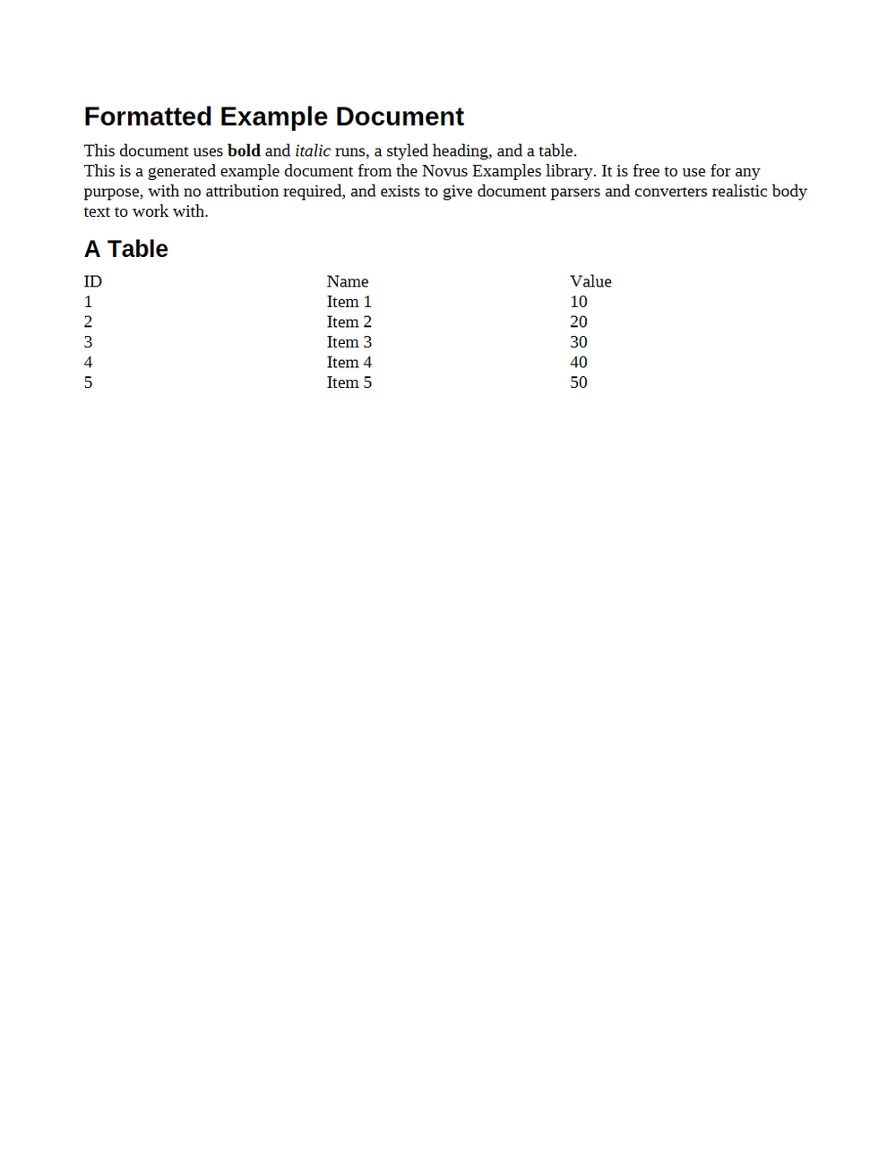 Rendered preview of ODT — Formatted OpenDocument Text