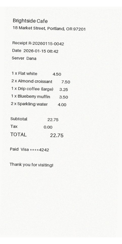 Rendered preview of Store Receipt — Scanned (image-only PDF)