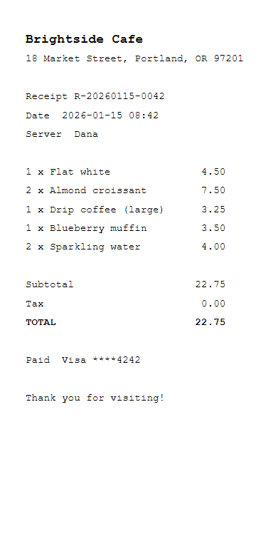Rendered preview of Store Receipt — Searchable PDF