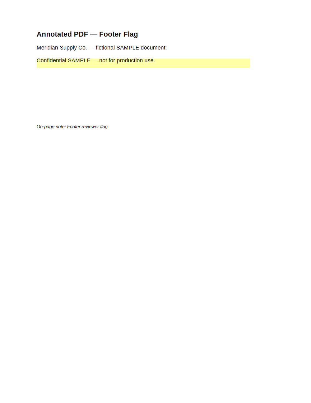 Rendered preview of PDF Annotations — Footer Flag