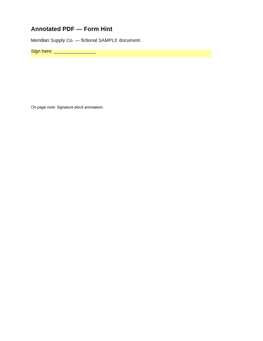 Rendered preview of PDF Annotations — Form Hint