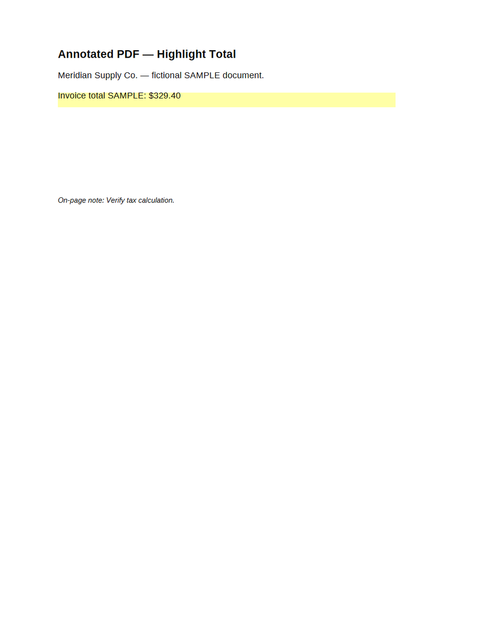 Rendered preview of PDF Annotations — Highlight Total