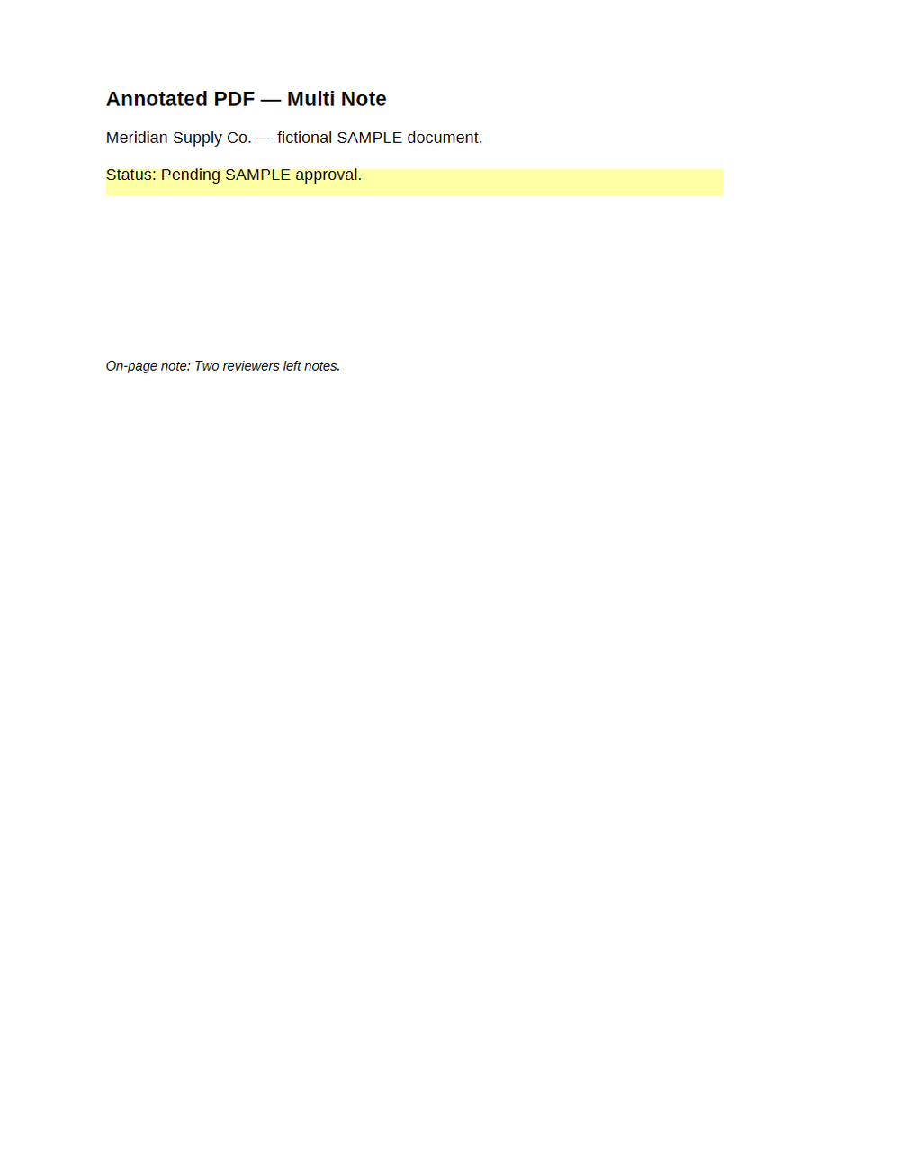 Rendered preview of PDF Annotations — Multi Note