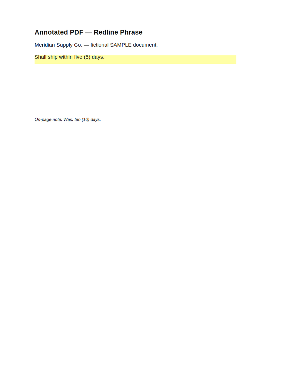 Rendered preview of PDF Annotations — Redline Phrase