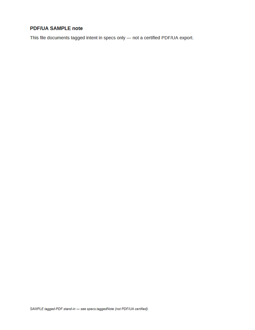 Rendered preview of Tagged PDF SAMPLE — Pdfua Note