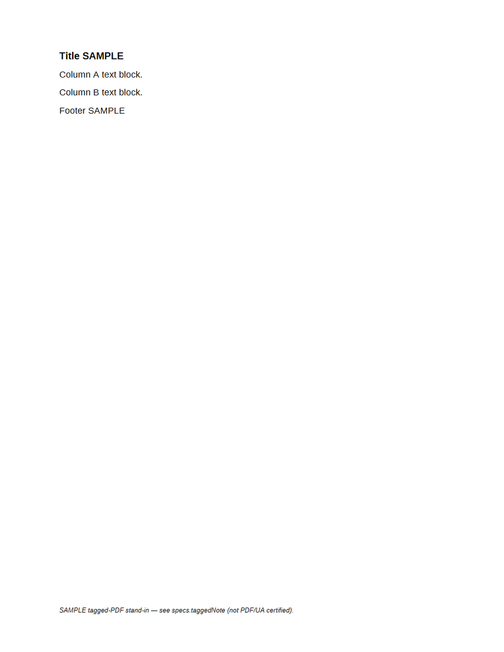 Rendered preview of Tagged PDF SAMPLE — Reading Order