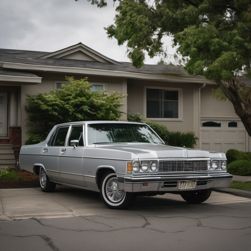 Rendered preview of Silver sedan parked on a suburban (tga rle)