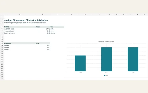 Preview of Juniper Fitness and Clinic Administration — Editable operating workbook