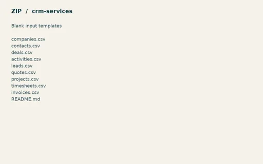 Preview of Tern Client Services — Blank input table templates