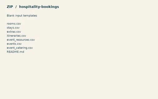 Preview of Harbour House Stay — Blank input table templates