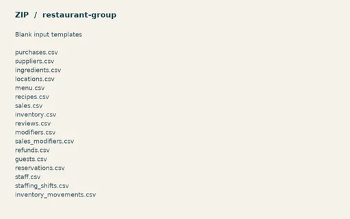 Preview of Harbour Kitchen Group — Blank input table templates