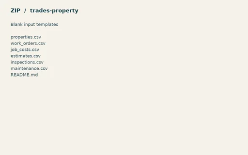 Preview of Pine Property Services — Blank input table templates