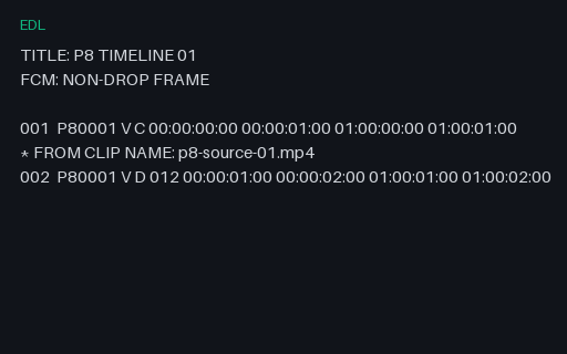 Preview of Creator Timeline EDL 01