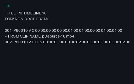 Preview of Creator Timeline EDL 10