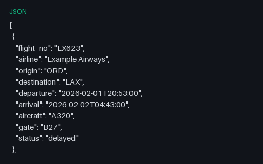 Preview of Flight Schedule (JSON, 30 records)