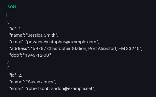 Preview of Fake Users Dataset (JSON, 500 records)