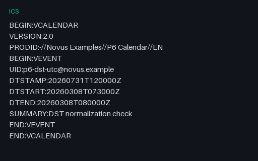 Preview of Calendar Time Zone - Equivalent UTC Event (ICS)