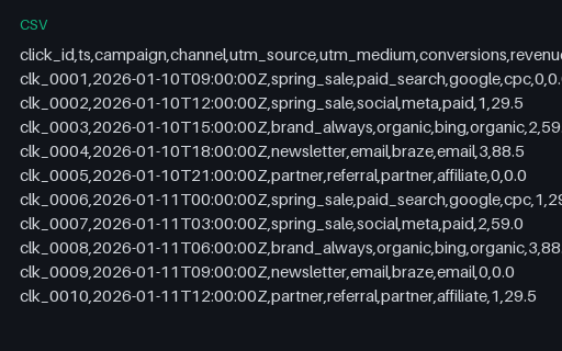 Preview of Marketing Attribution (CSV)