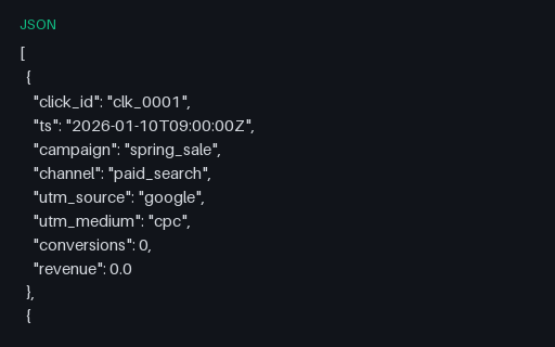 Preview of Marketing Attribution (JSON)
