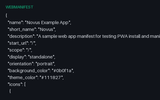 Preview of Web App Manifest (webmanifest)