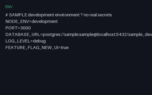 Preview of Environment File — Development (.env)