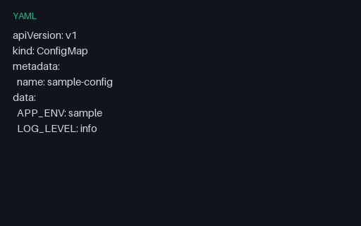 Preview of Kubernetes SAMPLE — Configmap (YAML)