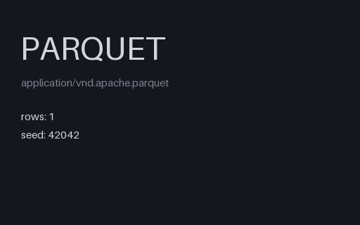 Preview of Parquet — Single Row