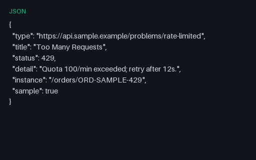 Preview of API Problem+JSON — Too Many Requests (429)