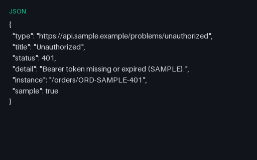 Preview of API Problem+JSON — Unauthorized (401)