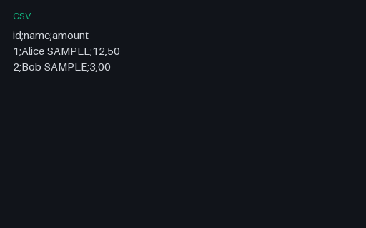 Preview of CSV Edge — Semicolon Eu