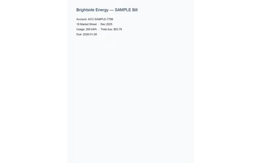 Preview of OCR Domain — Utility Bill (Scanned JPEG)