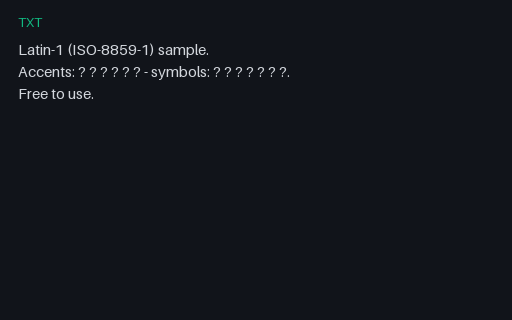 Preview of Latin-1 (ISO-8859-1) Text
