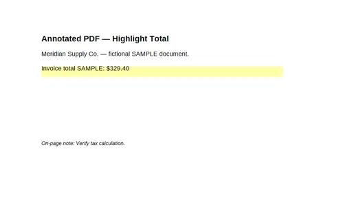 Preview of PDF Annotations — Highlight Total