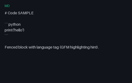 Preview of Markdown Twin — Fenced-Lang (GFM)