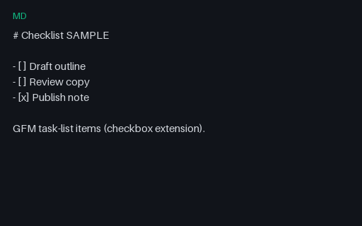 Preview of Markdown Twin — Tasklist (GFM)