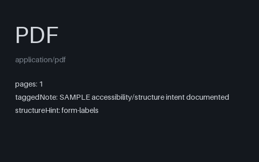 Preview of Tagged PDF SAMPLE — Form Labels