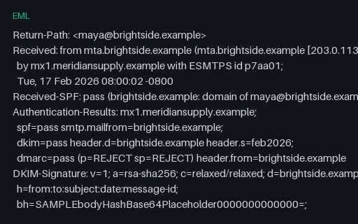 Preview of EML — Authentication-Results: SPF, DKIM and DMARC All Pass