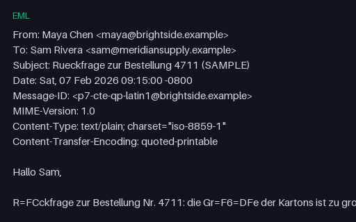 Preview of EML — Quoted-Printable: ISO-8859-1 Body
