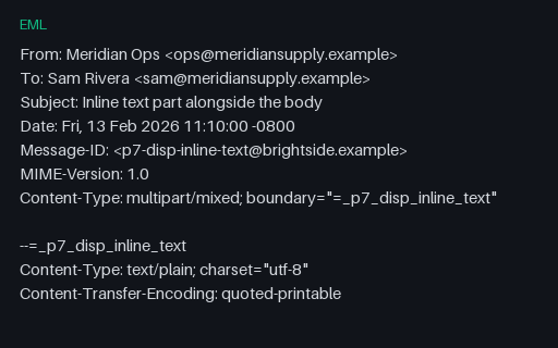 Preview of EML — Second text/plain Part Marked Inline