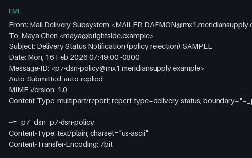 Preview of EML — DSN With a 5.7.1 Policy Rejection