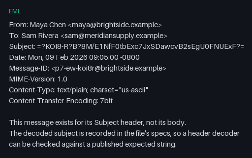 Preview of EML — RFC 2047 Subject: KOI8-R 'B' Encoding