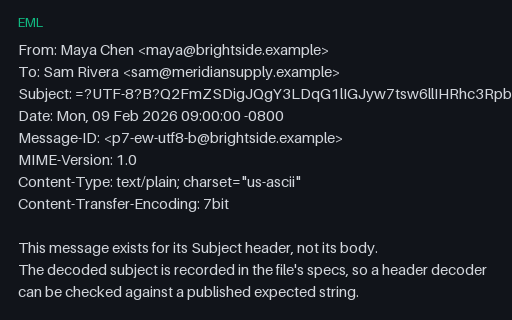 Preview of EML — RFC 2047 Subject: UTF-8 'B' Encoding