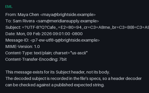 Preview of EML — RFC 2047 Subject: UTF-8 'Q' Encoding