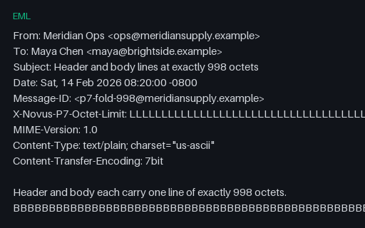 Preview of EML — Header and Body Lines at Exactly 998 Octets