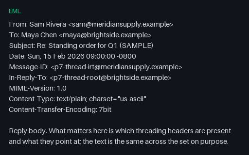 Preview of EML — Reply With In-Reply-To and No References