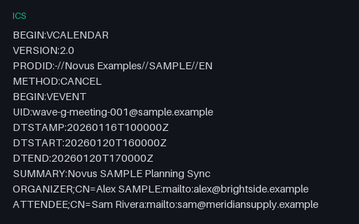 Preview of ICS — Meeting CANCEL SAMPLE